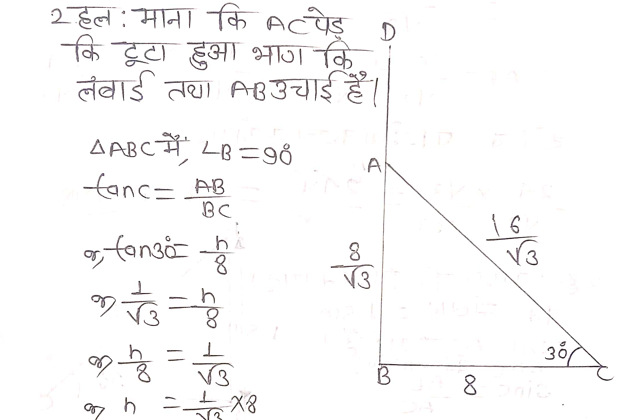 %filename त्रिकोणमिति के कुछ अनुप्रयोग Ex 9.1 त्रिकोणमिति के कुछ अनुप्रयोग Ex 9.1